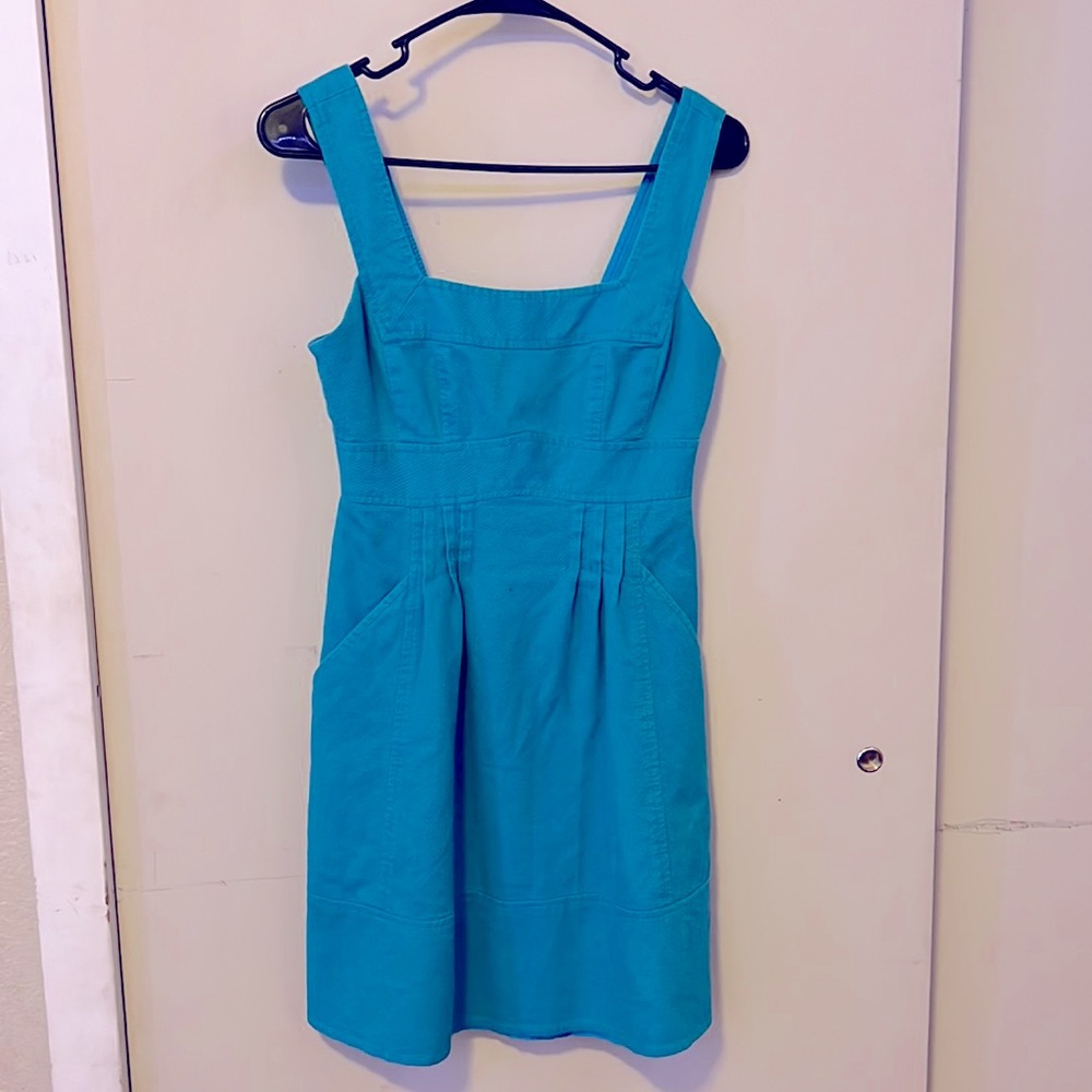 Teal casual dress with big pockets